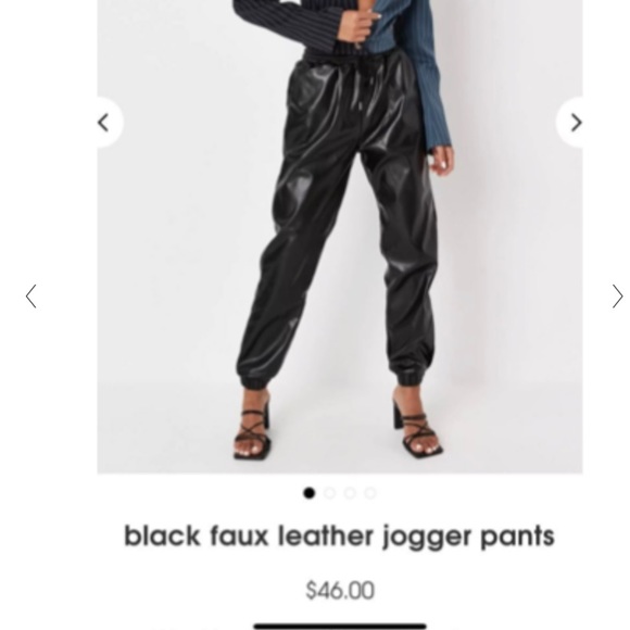 MISSGUIDED size 8 - black faux leather jogger pants - Picture 5 of 6